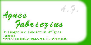 agnes fabriczius business card